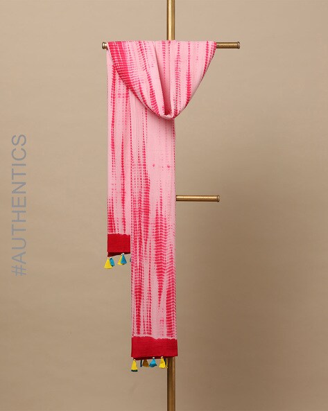 Shibori Tie & Dye Pure Cotton Dupatta with Tassels Price in India