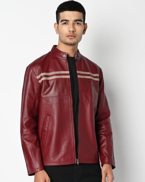 Maroon Leather Jacket & Coats Collection