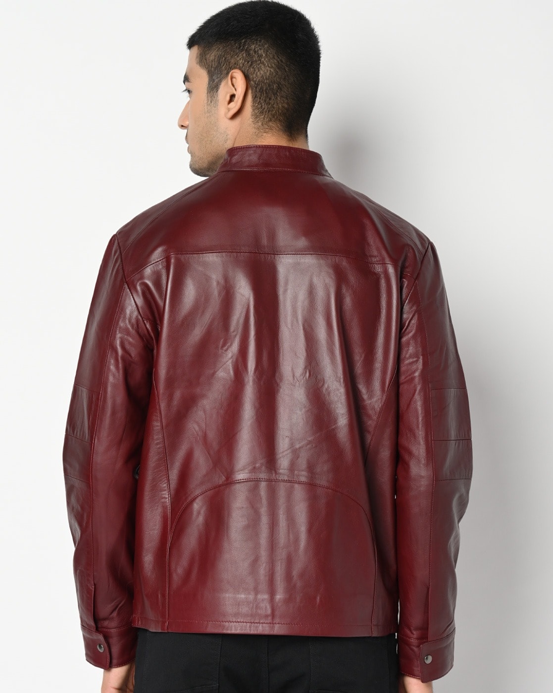 Buy Tortoise Genuine Leather Zip-Front Bik Online | Ajio.com