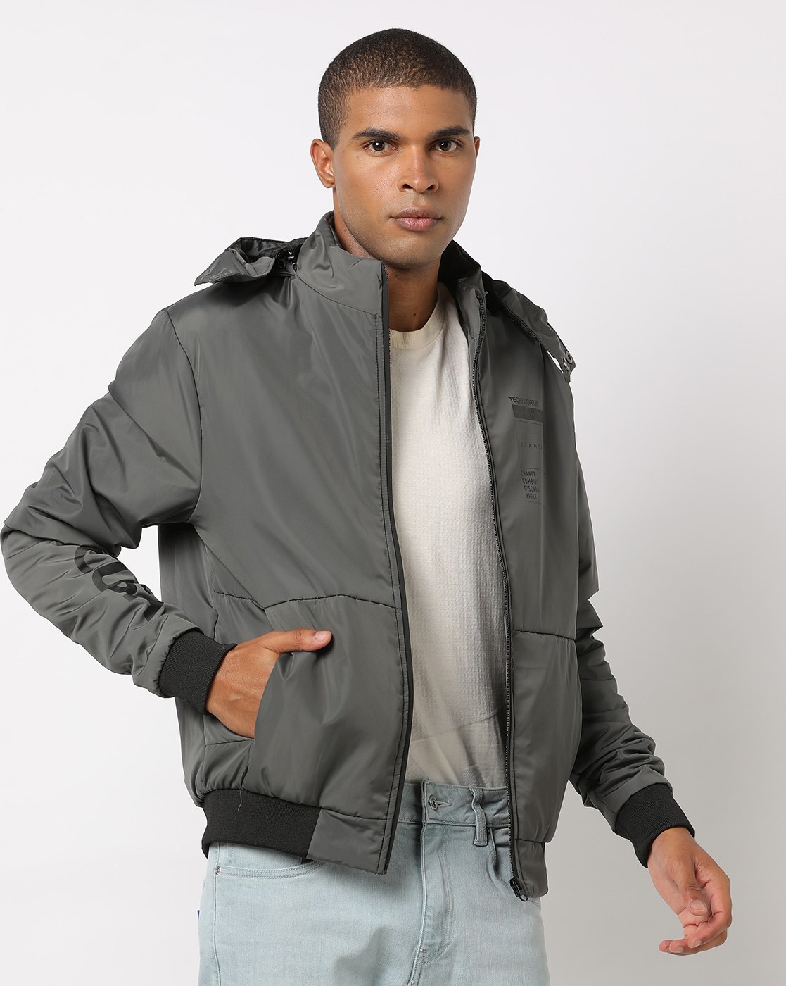 Dark grey store bomber jacket