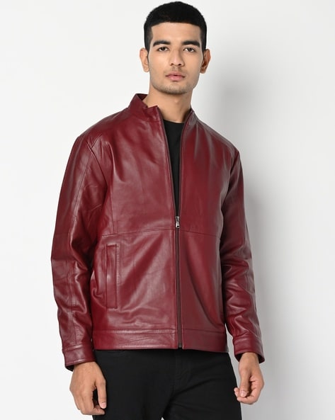 Supple Burgundy Leather Belted Jacket M – OMNIA