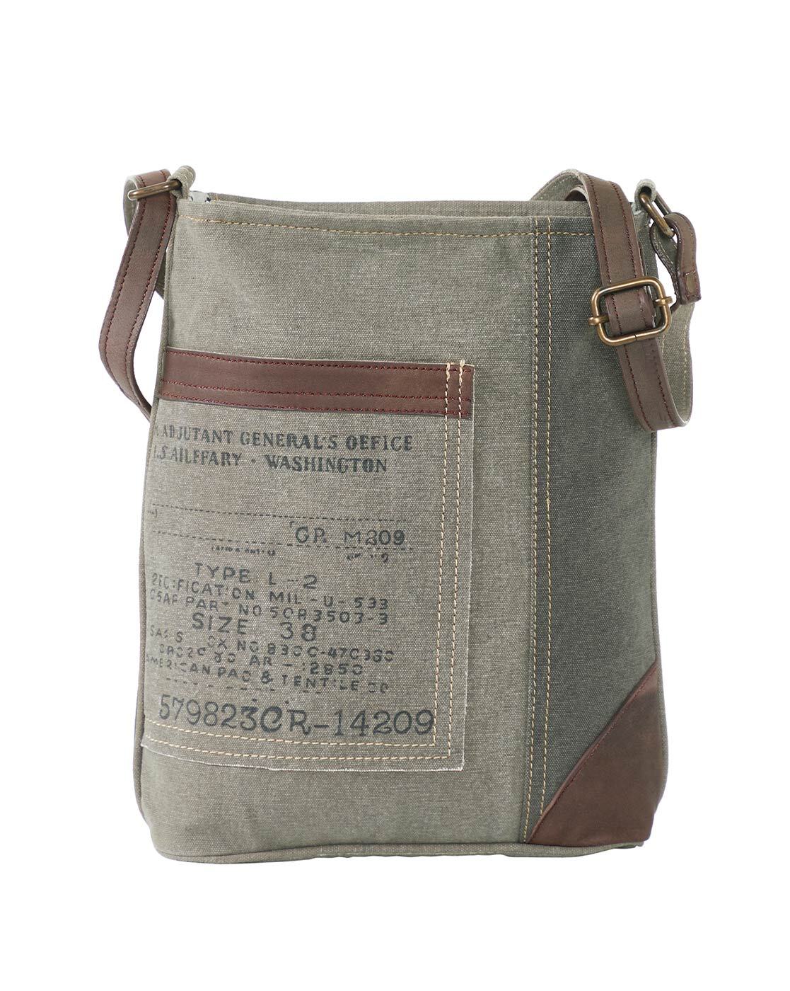 Unisex Casual Canvas Crossbody Messenger Sling Bag W-Leather Trim – Pikobag