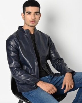 Full Sleeve Slim Fit Men's Pure Leather Jacket