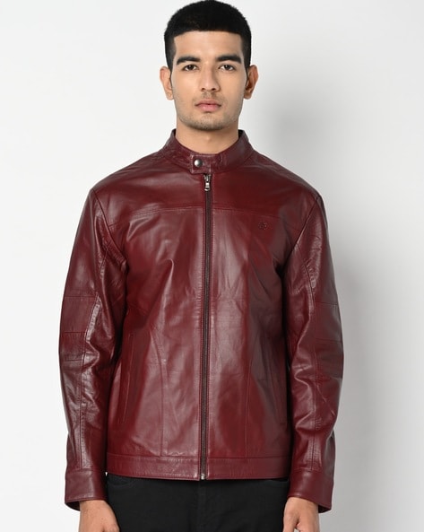 Cherry color clearance leather jacket