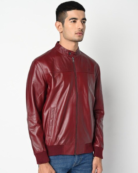 Buy Mens Distressed Red Maroon Leather Jacket, Maroon, Small at Amazon.in