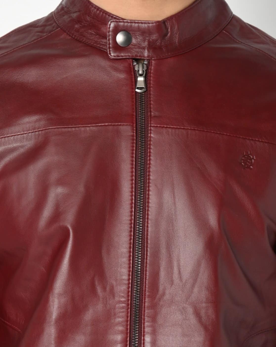 Buy Tortoise Genuine Leather Zip-Front Bik Online | Ajio.com