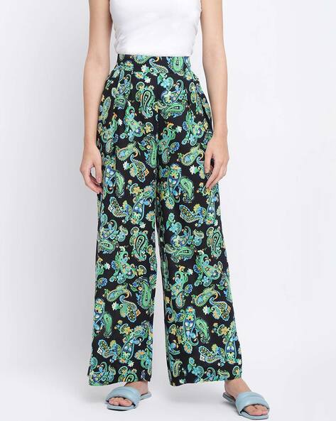 ZARA PALAZZO WIDE LEG BLUE FLORAL TROUSERS 💙 S 8 BLOGGERS | eBay