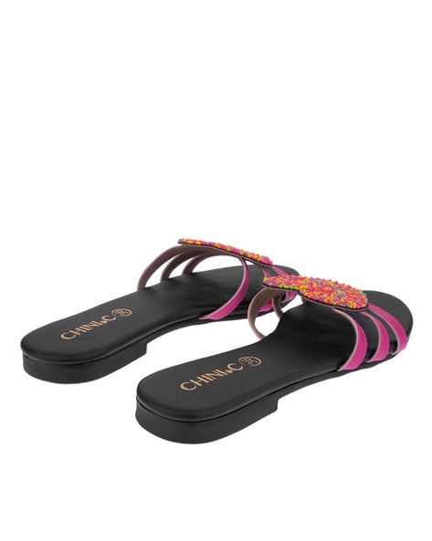 Buy Black Flat Sandals for Women by CHINI C Online | Ajio.com