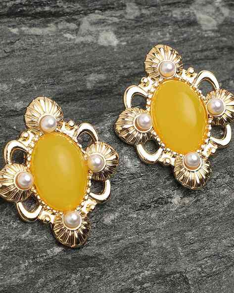 Yellow stone on sale stud earrings