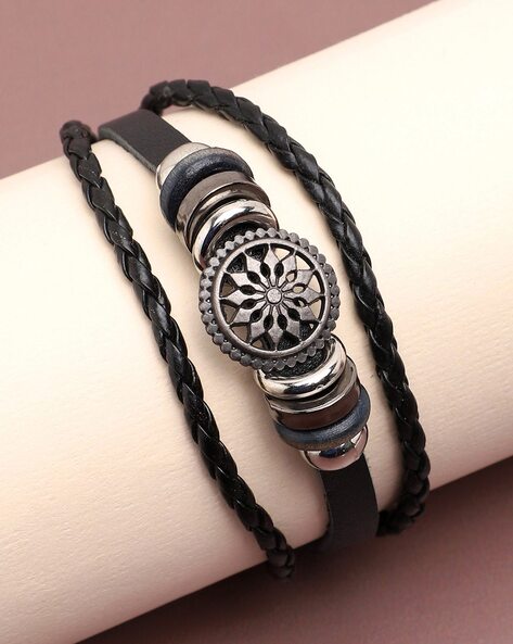 Womens braided hot sale leather bracelet