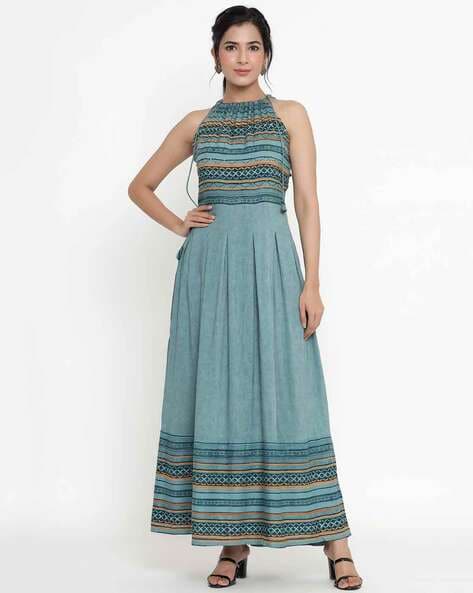 Buy Vigeeyan Women Printed Gown Kurti Sleeveless Maxi Long Gown for Women  and Girl (Medium, Black) at Amazon.in