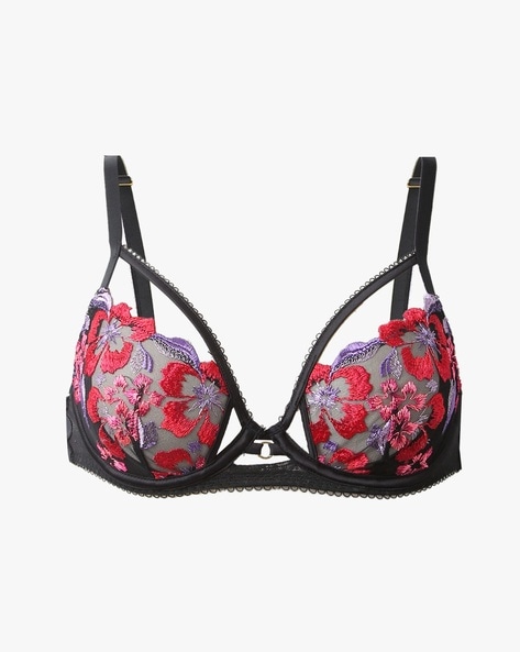 Embroidered Lightly-Padded Bra