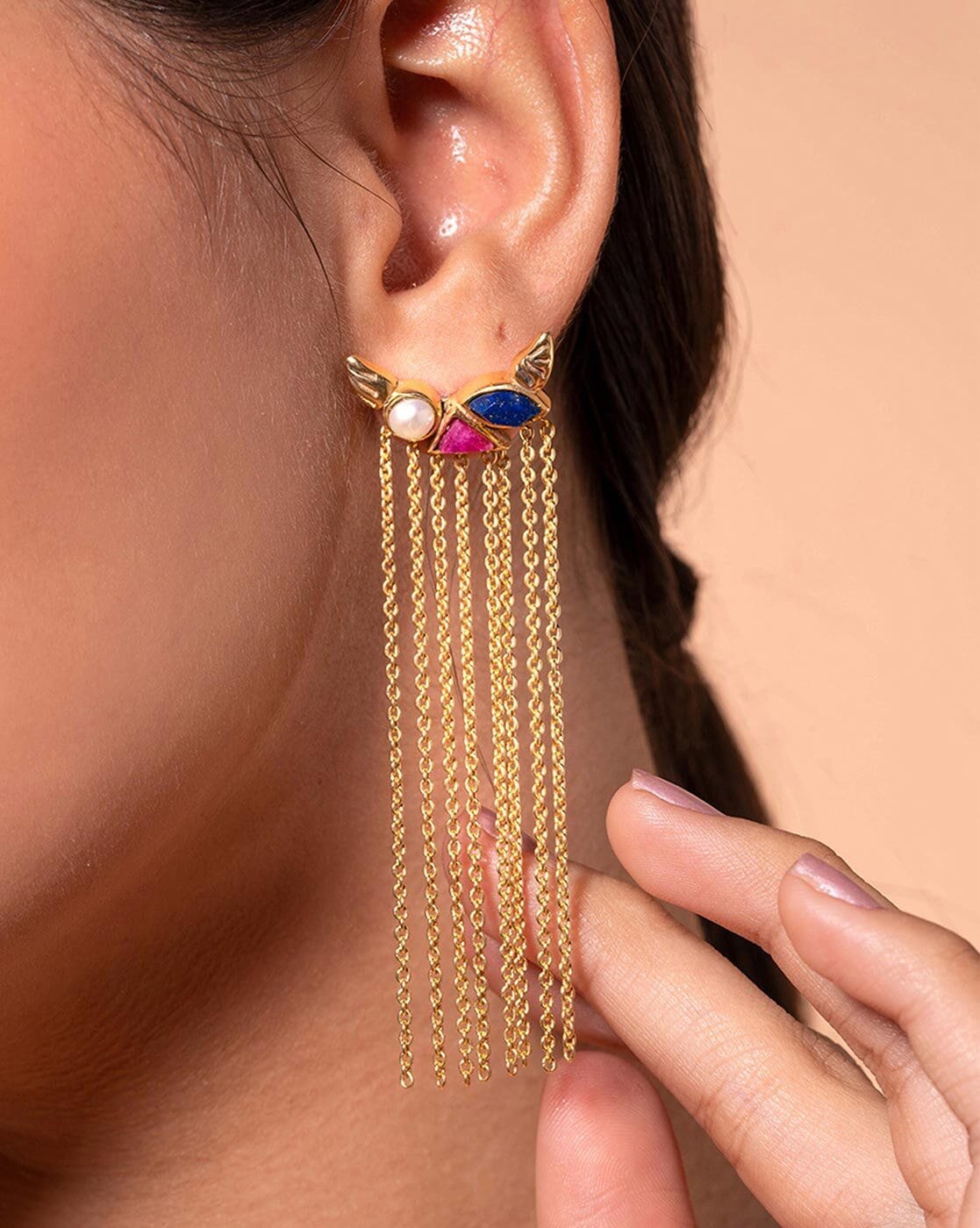 Buy MS Fashion India Gold Color Fringe Earrings Online at Best Price   Distacart
