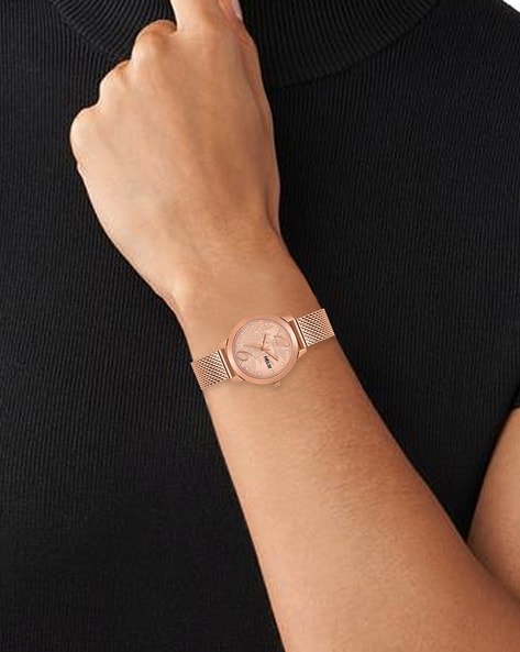 Rose gold strap hot sale watch women's