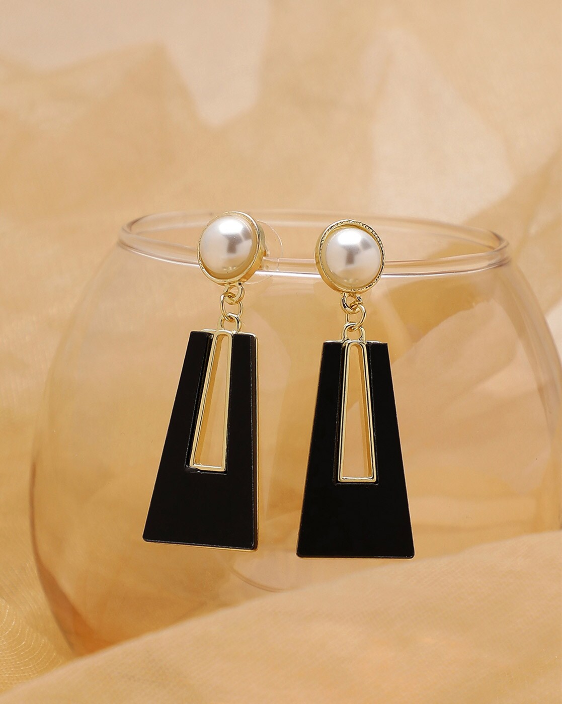 Buy Gold-Toned & Black Earrings for Women by Shining Diva Online | Ajio.com