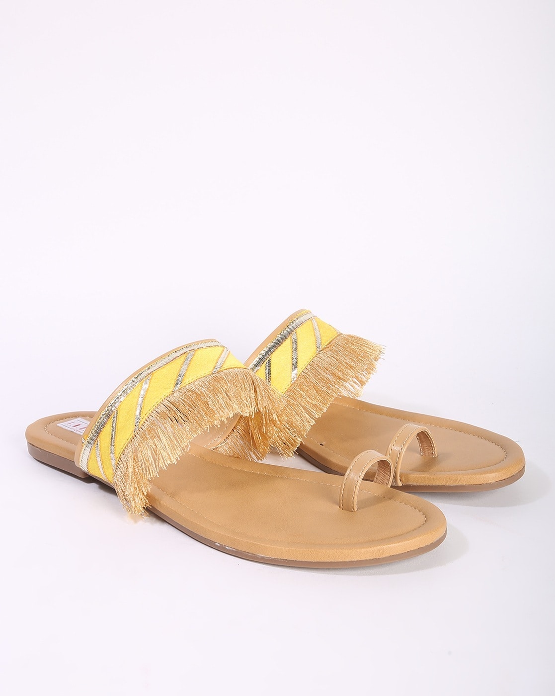 Yellow on sale fringe sandals