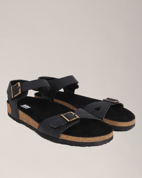 Eric Michael Bali Double Strap Sandal/Black Leather