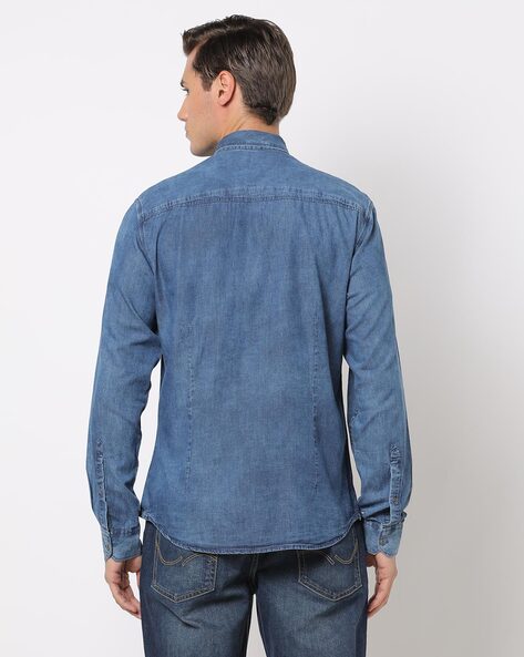 Embroidered Long Sleeve Denim Shirt for Men and Ladies – Add name, business  Name or On file Logo – Marvelous Printing