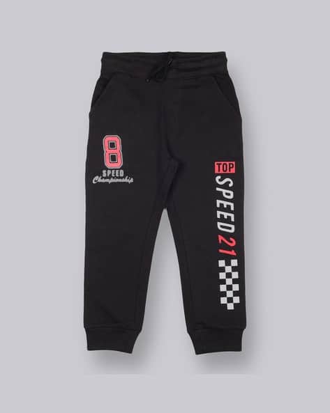 Boys Typographic Print Joggers with Drawstring Waist