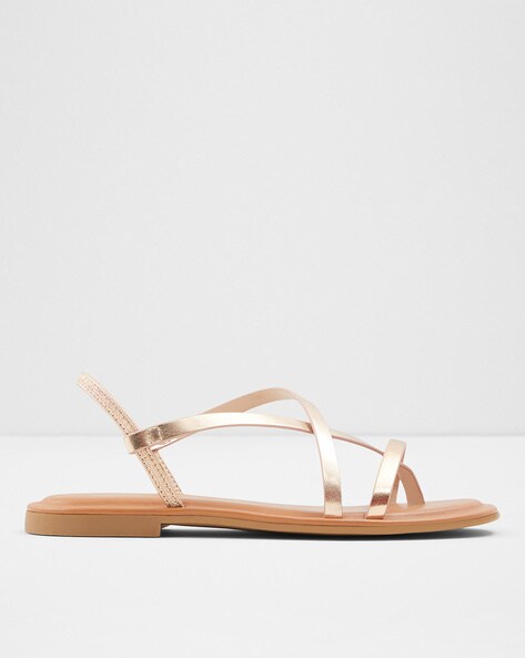 Buy Lipsy Rose Gold Diamante Cross Strap Leather Flat Sandals from Next  Denmark