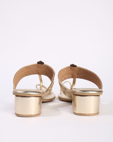 Buy Shoetopia Women Gold-toned Heels Online