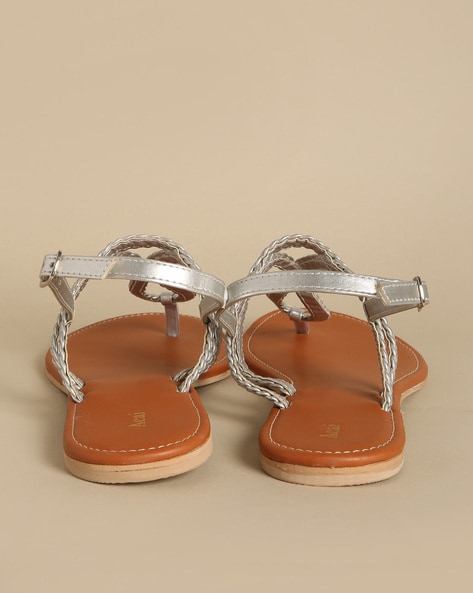 Buy Lipsy Silver Wide FIt Gem Embellished Gladiator Leather Flat Sandals  from Next India