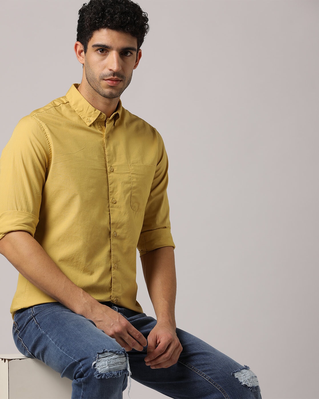 Buy Kuons Avenue Mustard Shirt Collar Denim Jacket for Mens Online  Tata  CLiQ
