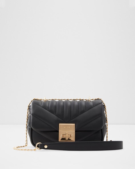 Aldo black purse discount with gold chain