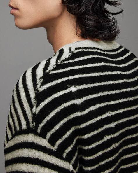 Striped wool intarsia sweater with appliqués online