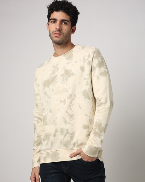 Mens tie clearance dye crewneck sweatshirt