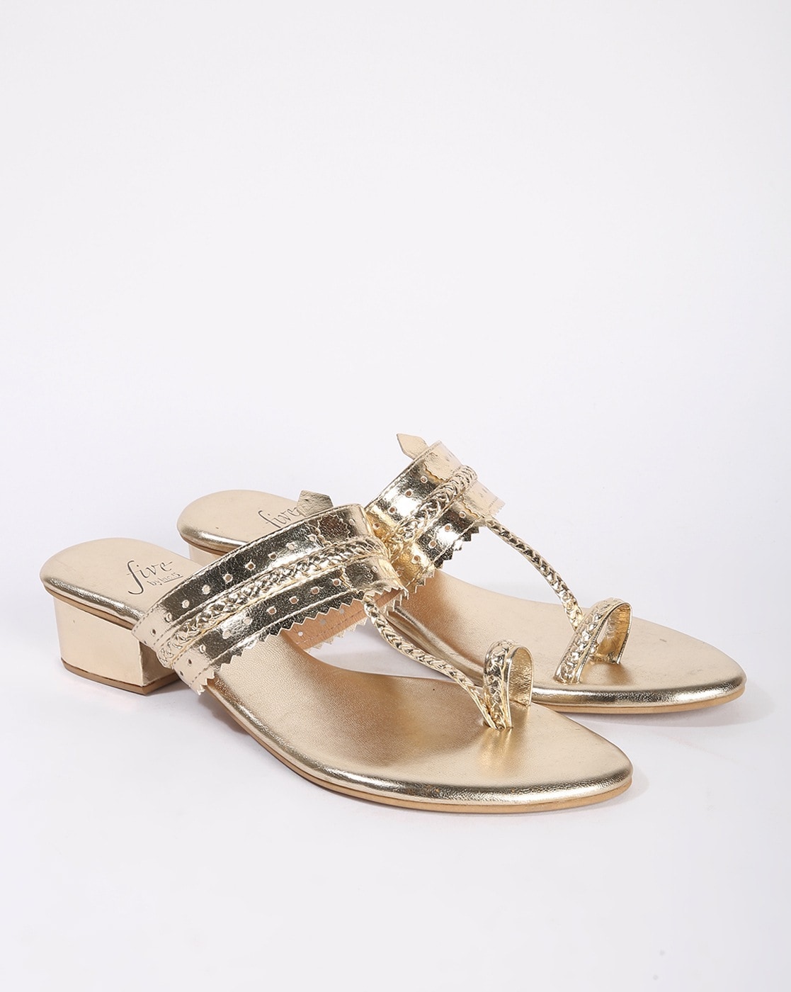 Shop Auzori Women Gold Regular Block Heel Heels for Women Online 39609415