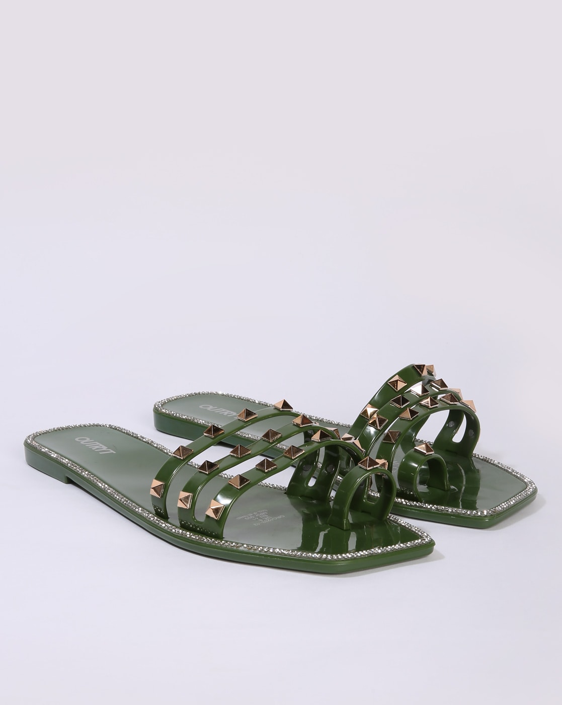 Dark green store flat sandals