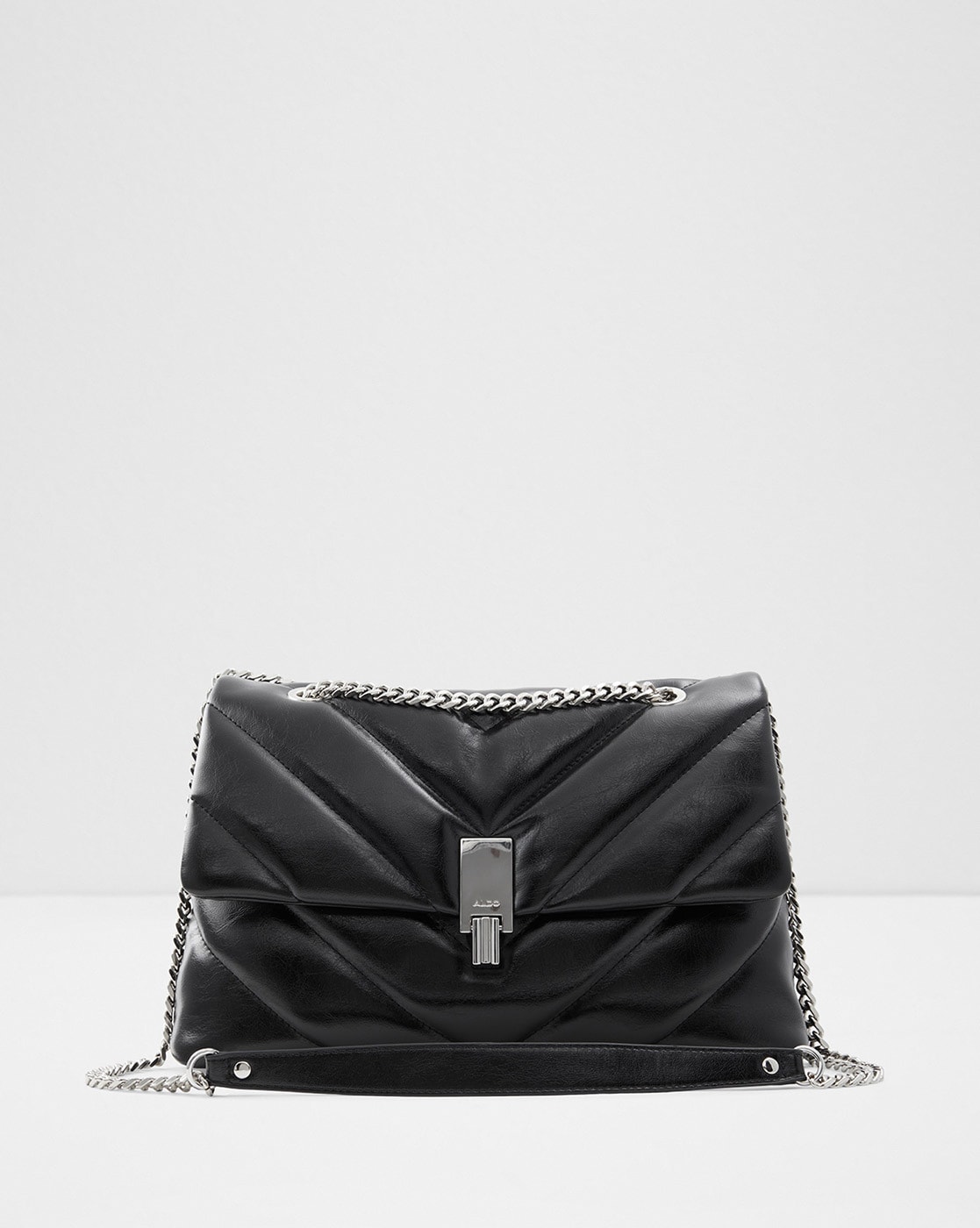 ALDO Black PU Structured Sling Bag (Onesize) by Myntra