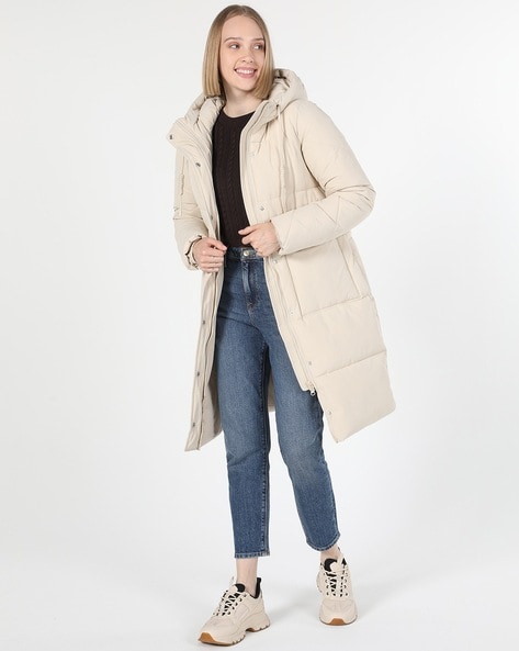 Beige slim fit online longline coat