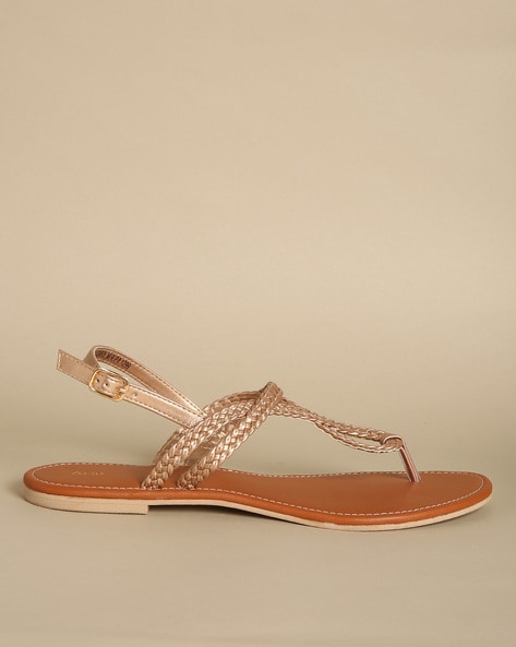 Buy Rose Gold Flat Sandals for Women by Acai Online Ajio