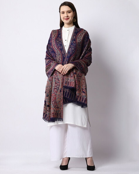 Floral-Woven Woolen Shawl Price in India