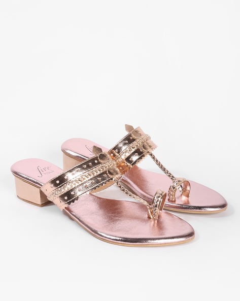 Metallic Toe-Ring Block Heels