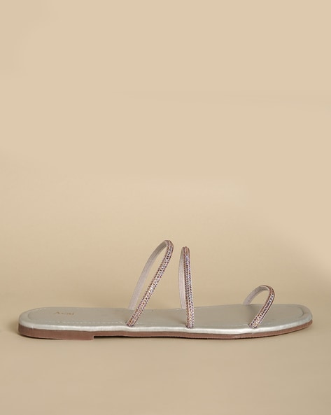 Maddy Flat Sandal - Silver - GLITTER FASHION