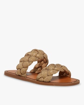 steve madden Newbie Rhinestone Braided Double-Strap Flat Sandals-picture-26