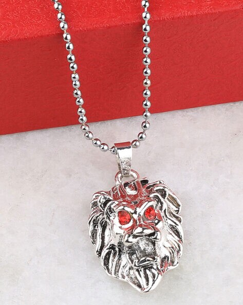 Stainless Steel Lion Pendant Necklace Long Chain Accessories - Temu