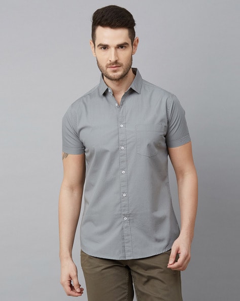 Mens gray short sleeve dress sales shirts