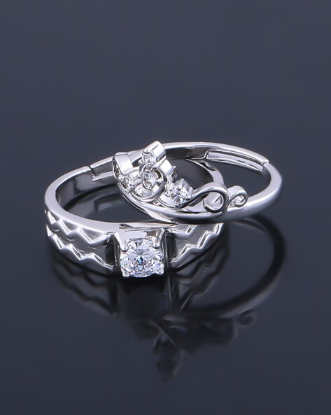 Adjustable Couple Ring for lovers in silver stylish king Queen design Alloy  Sterling Silver Plated Ring Special price