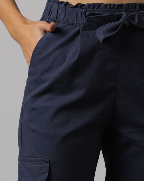 Petite Navy Pocket Detail Cargo Pants