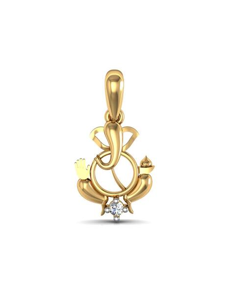 Avsar Yellow Gold Stone Studded Pendant