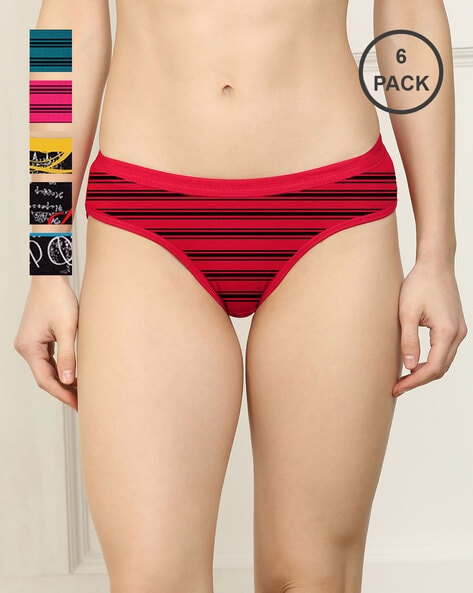 Pack of 6 Printed Bikini Briefs