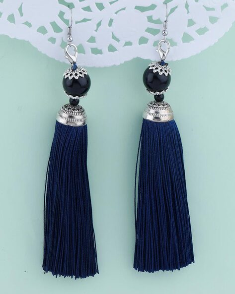 BLUE Navy LONG EARRINGS | Rebekajewelry