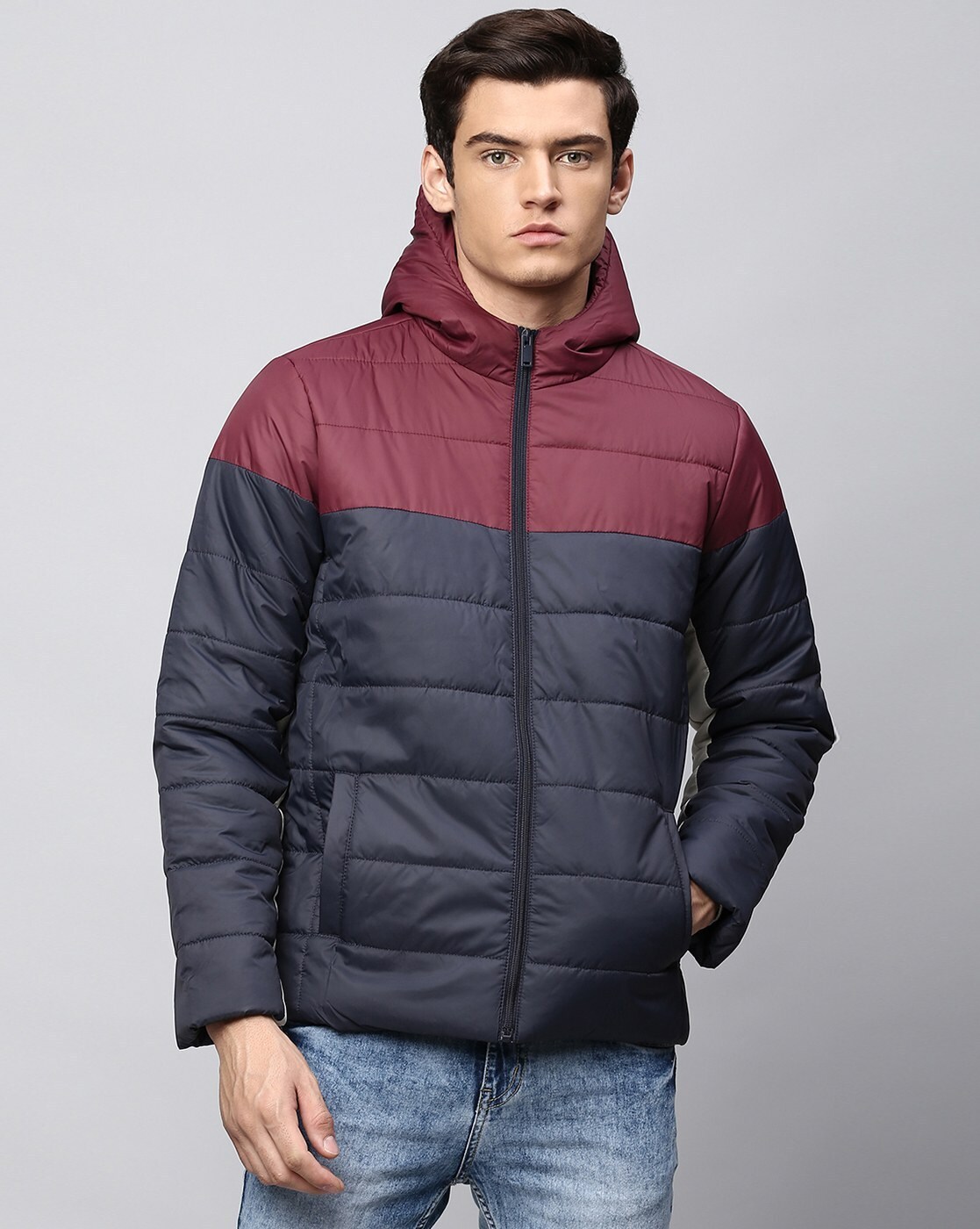 Buy HRX By Hrithik Roshan Men Navy Blue Solid Outdoor Padded Jacket -  Jackets for Men 4453280 | Myntra