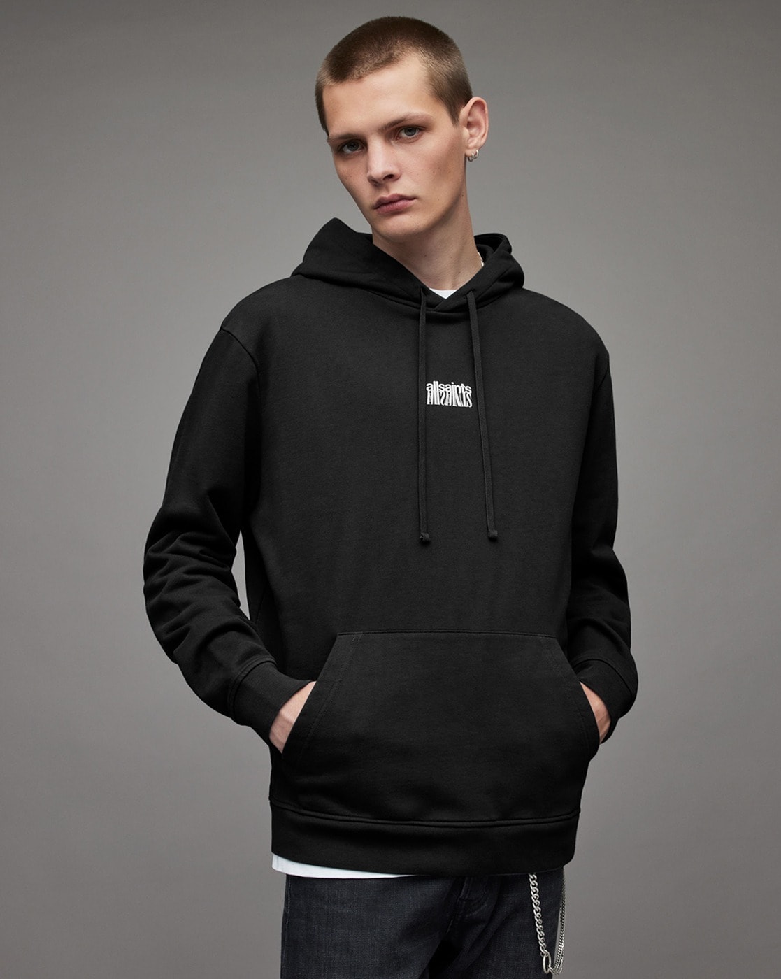 Black all saints hoodie sale