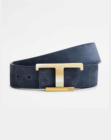 Buy Tod's T Logo Reversible Leather Belt | Brown & Blue Color Men