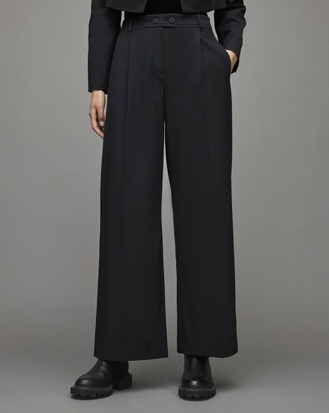 Black Wool Wide Leg Pant - Natural Fibres | Country Road